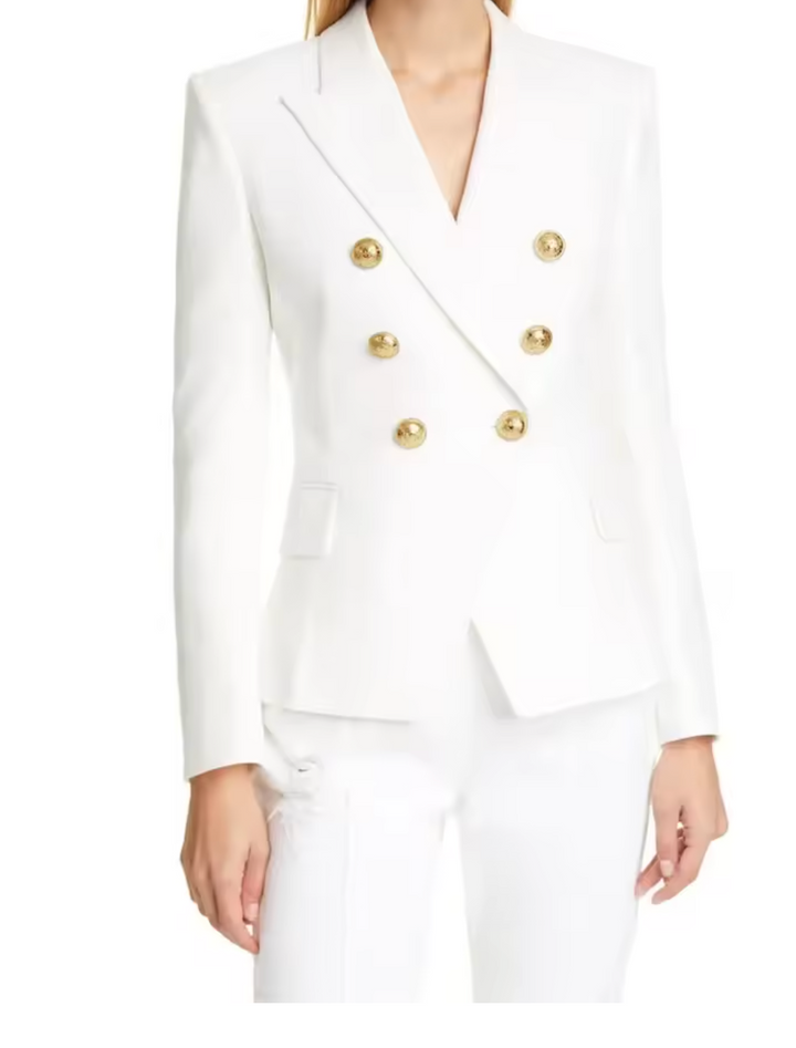 Veste Blazer Croisée à Boutons Dorés Décoratifs