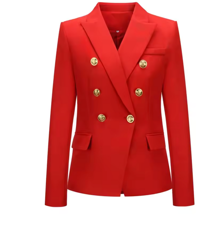 Veste Blazer Croisée à Boutons Dorés Décoratifs
