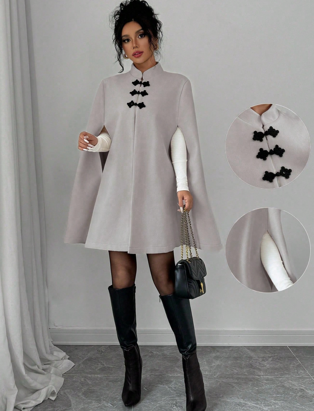 Cape élégante à fermeture décorative