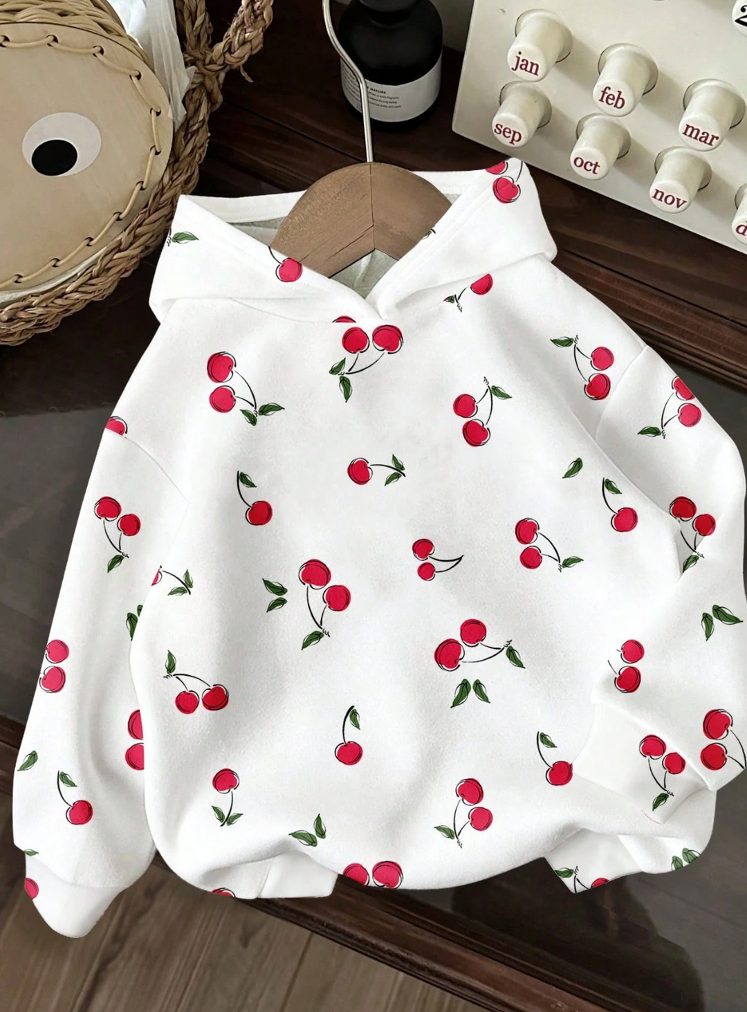 Sweat à capuche imprimé cerises