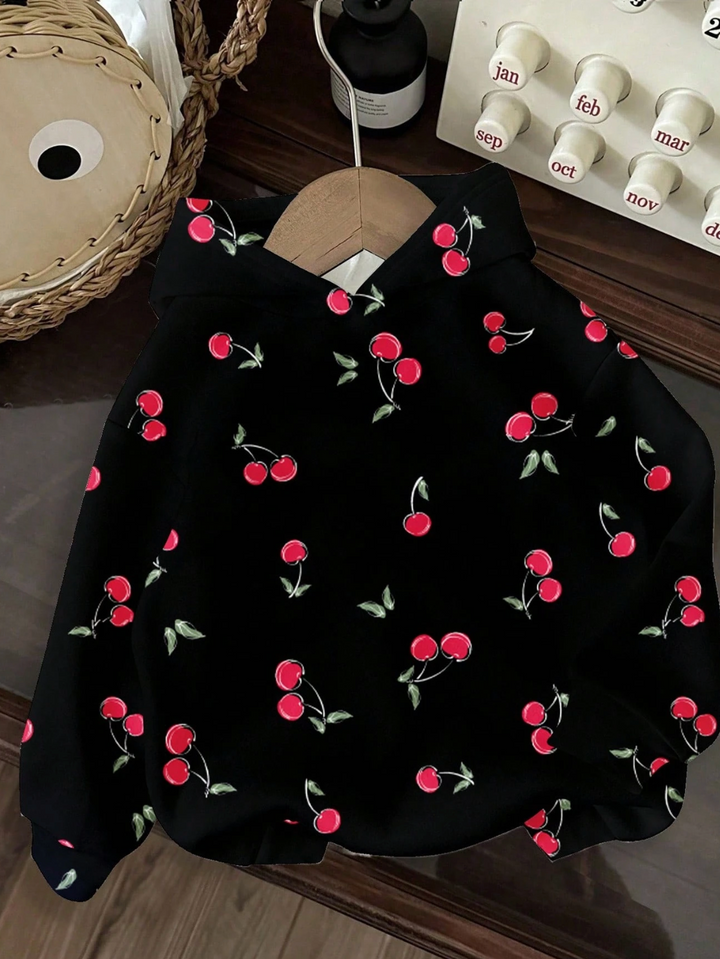 Sweat à capuche imprimé cerises