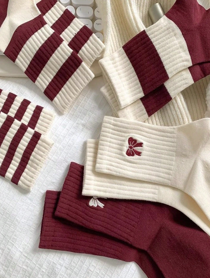 Lot de 5 paires de chaussettes à nœud et rayures