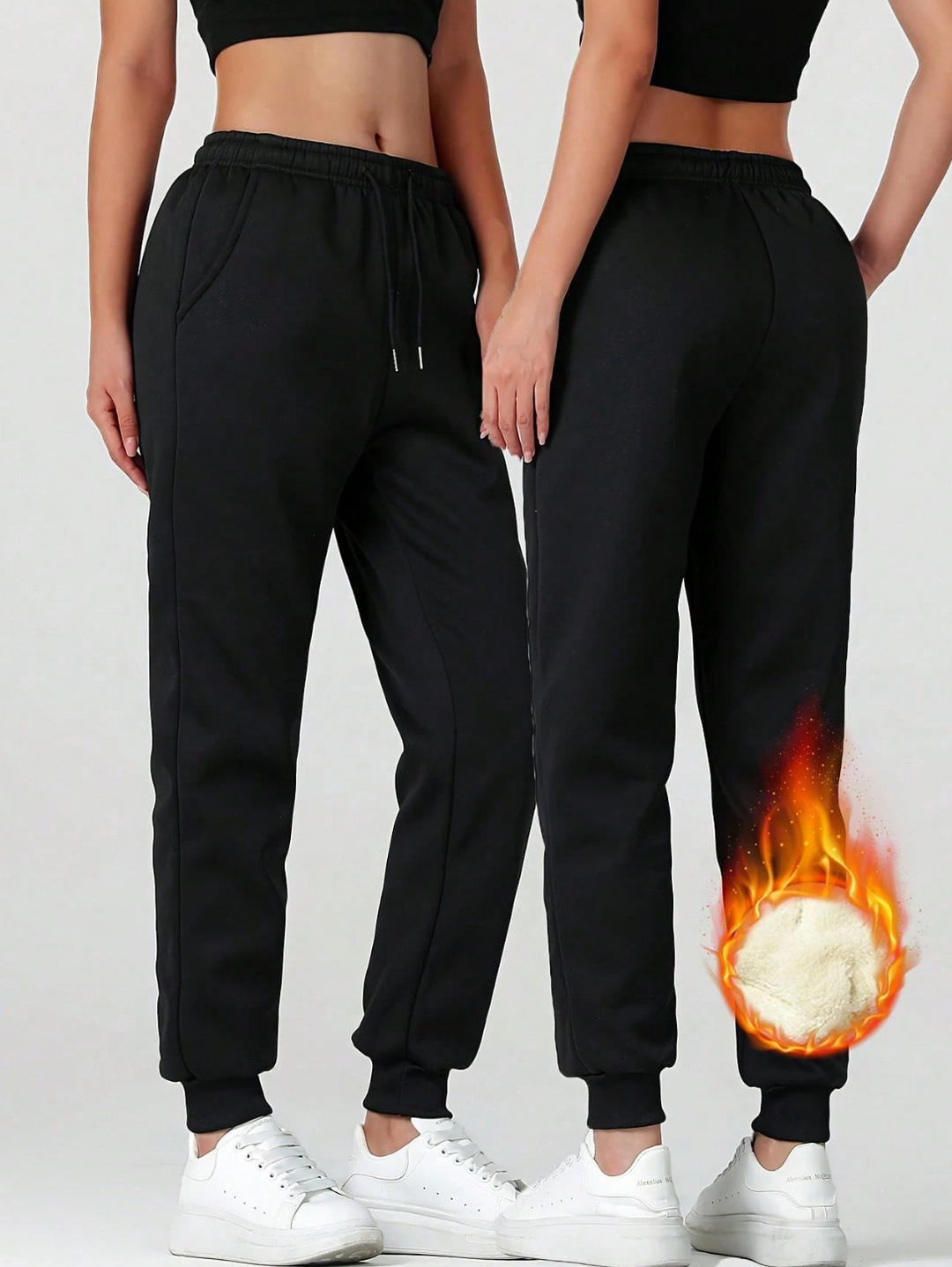 Pantalon de jogging doublé chaud en polaire