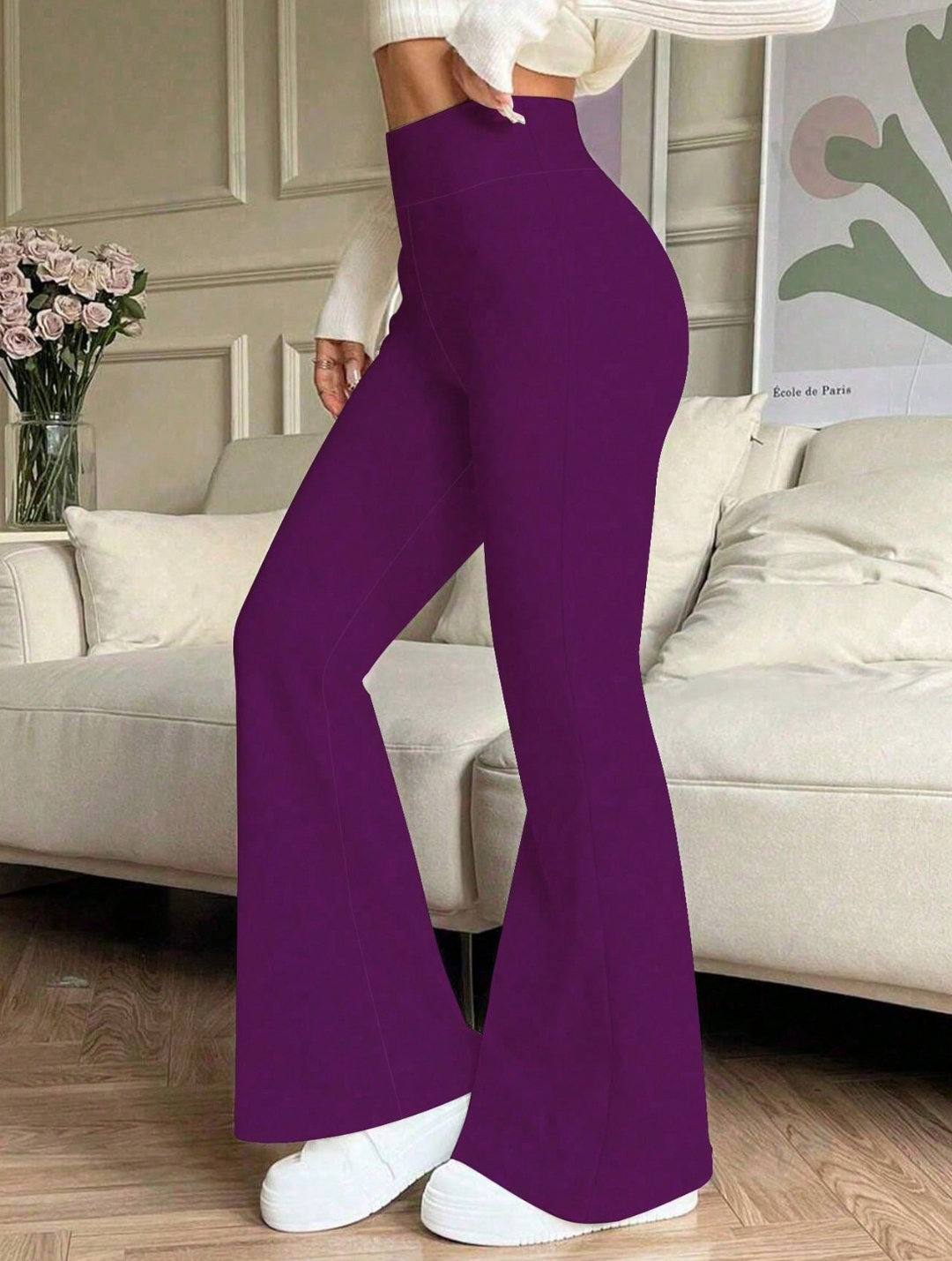 Pantalon évasé taille haute
