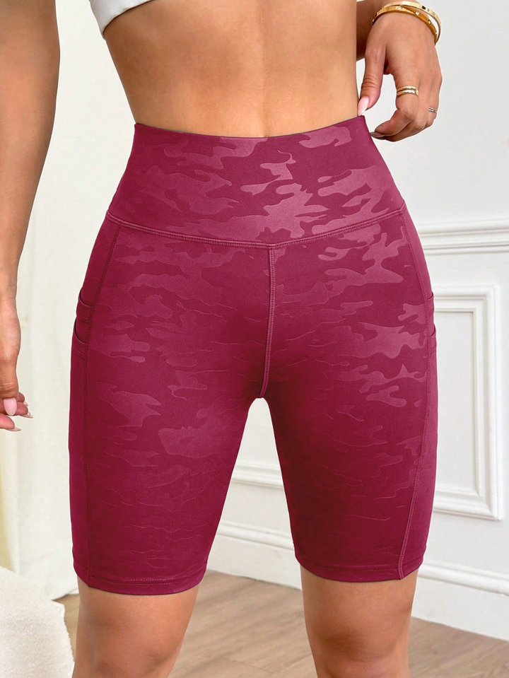 Short de sport camouflé taille haute