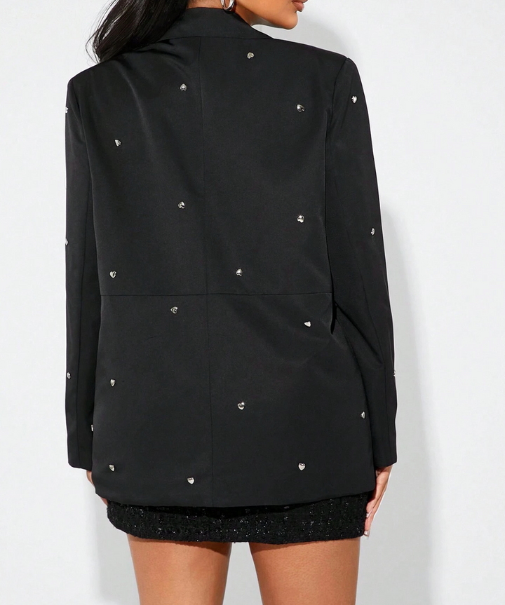 Blazer noir orné de strass discrets