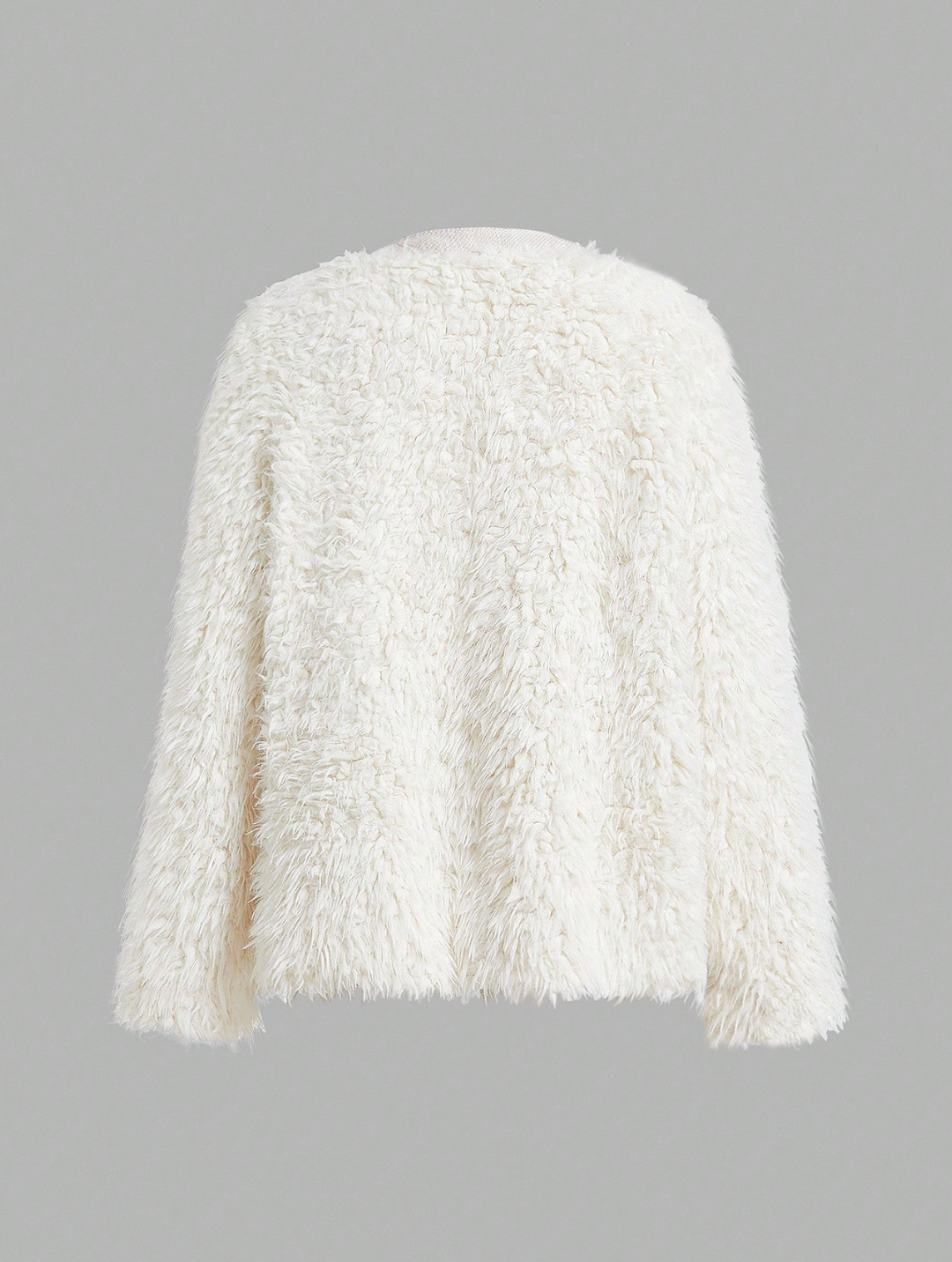 Veste duveteuse élégante à boutons doré