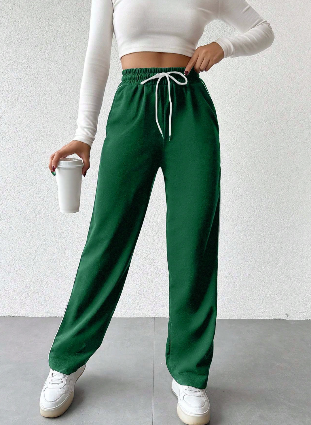 Pantalon de jogging ample avec cordon et bande latérale contrastante