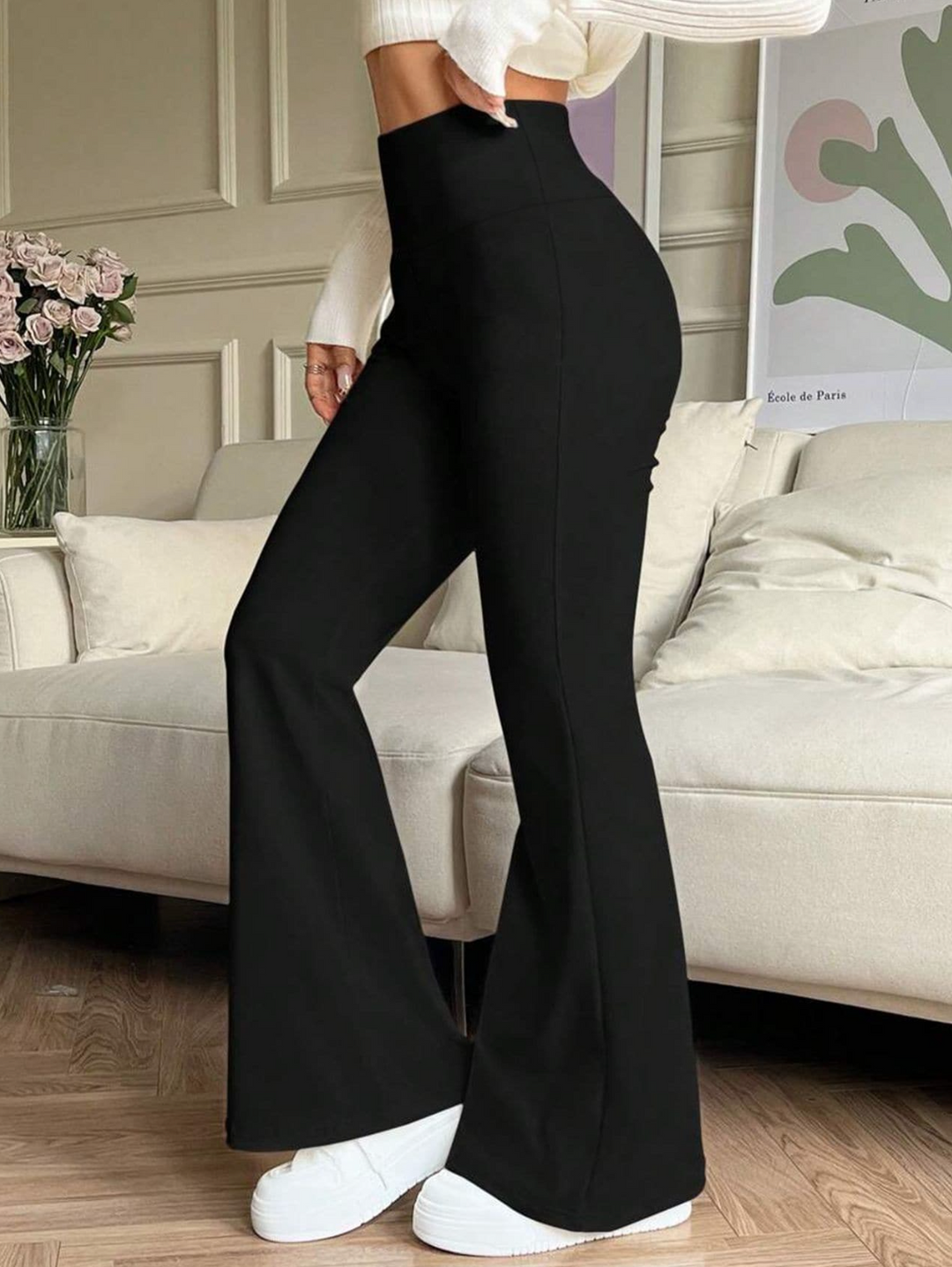 Pantalon évasé taille haute
